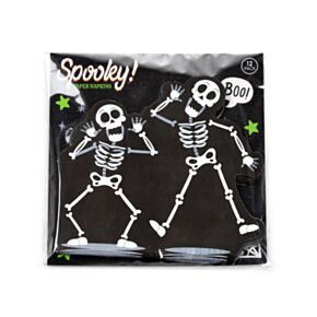 Paquete de 12 servilletas de Papel  Halloween Esqueleto
