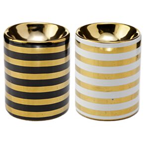 Quemador Mini de Aceite de Cerámica Rayas Doradas