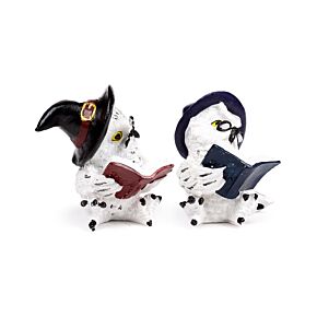 Figura Sabio Búho Mágico Leyendo Libros de Hechizos