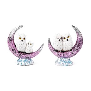 Figura Sabio Búho Mágico sobre Luna Creciente