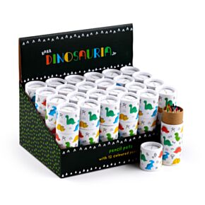 Tubo con 12 Lápices de Colores Dinosaurios Dinosauria Jr