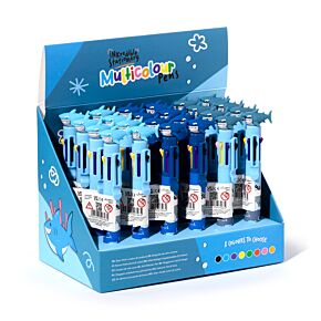 Bolígrafo Multicolor 8 Colores y Accesorio Tiburón