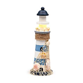 Figura de Faro - Conchas Marinas y Luz LED