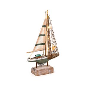 Barco de Vela con Conchas y Luz LED