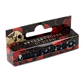 Juego de Dados Negros con Calaveras Pack de 5 Juego de Dados Negros con Calaveras Pack de 5