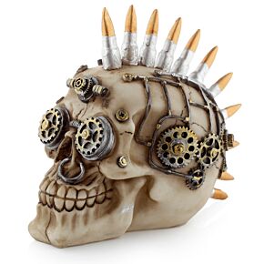 Figura Calavera Calavera Decorativa Estilo Steampunk con Cresta Mohicana