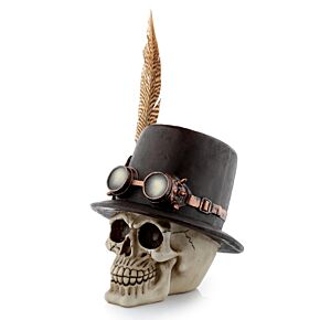 Figura Calavera Calavera Decorativa Estilo Steampunk con Sombrero de Pluma Figura Calavera Calavera Decorativa Estilo Steampunk con Sombrero de Pluma