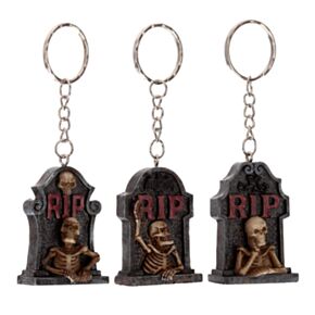 Llavero 3D con Forma Tumba y Esqueleto Calavera RIP