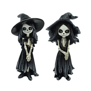 Figura de Chica Esqueleto con Sombrero de Bruja 