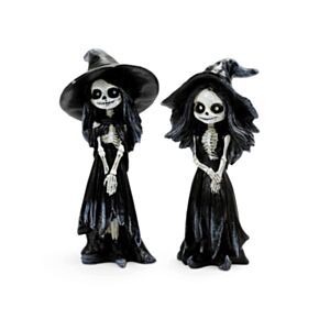 Figura de Chica Esqueleto con Sombrero de Bruja 