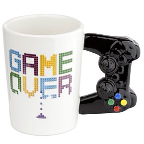 Taza de Cerámica Asa con Forma de Mando Videojuegos Game Over