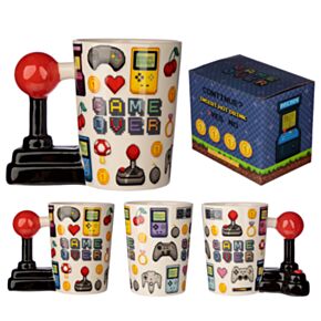 Taza de Cerámica Asa con Forma de Joystick y Pixel Game Over