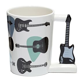 Taza de Cerámica Asa con Forma de Guitarra Headstock Taza de Cerámica Asa con Forma de Guitarra Headstock