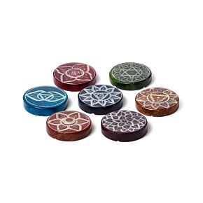 Quemador de Incienso Ckakra Redondo Esteatita Tallado Quemador de Incienso Ckakra Redondo Esteatita Tallado