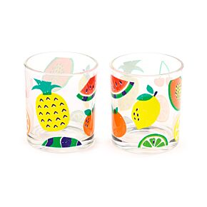 Juego de Dos Vasos de Cristal Frutas de Verano 