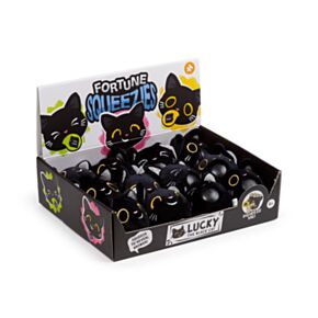 Juguete Estrujable Queasy Squeezies Gato Negro Lucky the Black Cat Ask me Anything