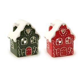 Portavelas de Té Casa de Jengibre Navidad - Rojo y Verde