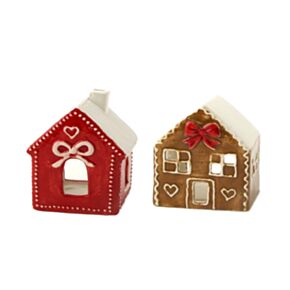 Portavelas de Té Casa de Jengibre Navidad - Lazos 