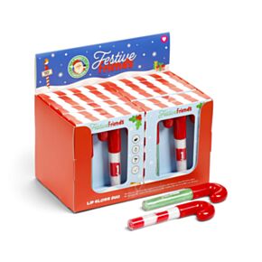 Set de 2 Brillos de Labios en forma de bastón de Navidad Festive Friends 