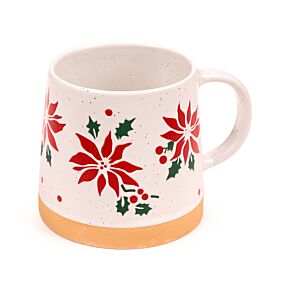 Taza de Gres Navidad con Poinsetia