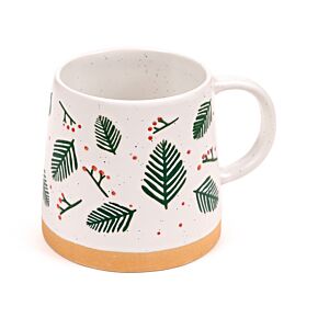Taza de Gres Navidad con ramas de Abeto