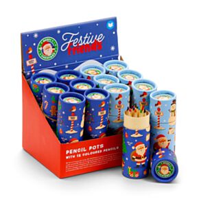 Tubo con 12 Lápices de Colores Surtidos Navidad Festive Friends  