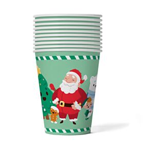 Set de 10 Vasos de Papel para Fiesta Navideña Jingle Bunch (9oz)