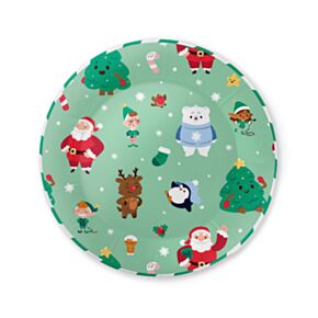 Set de 10 Platos de Papel para Fiesta Navideña Jingle Bunch 