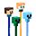 Set de 4 Bolígrafos Borrables con Tope de Silicona Chibi de Minecraft