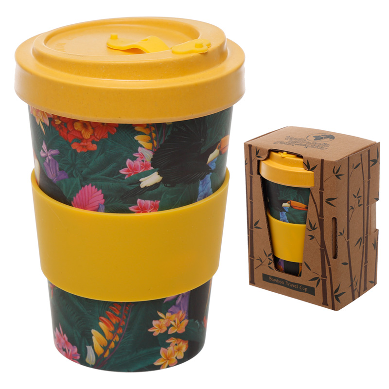 Taza para Llevar de Bambú Ecológico Diseño Tropical